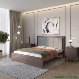 Односпальне дерев'яне ліжко Mebigrand Торонто Т1 Венге/Аляска 93 (сірий) 80х200