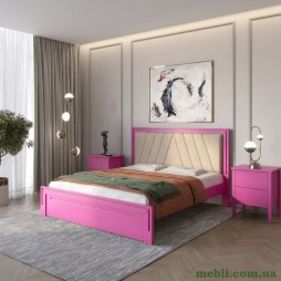 Односпальне дерев'яне ліжко Mebigrand Торонто Т2 Рожевий (S2060R30B)/Аляска 23 (бежевий) 90х200