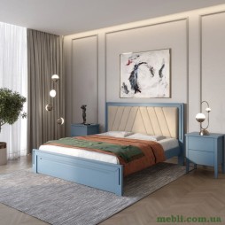 Односпальне дерев'яне ліжко Mebigrand Торонто Т2 Сіро-синій (S7010R90B)/Аляска 23 (бежевий) 90х200