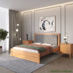 Односпальне дерев'яне ліжко Mebigrand Торонто Т2 Вільха/Аляска 93 (сірий) 90х200