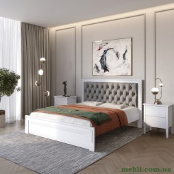 Односпальне дерев'яне ліжко Mebigrand Торонто Т3 Сіро-блакитний (S2010R80B)/Аляска 93 (сірий) 80х200