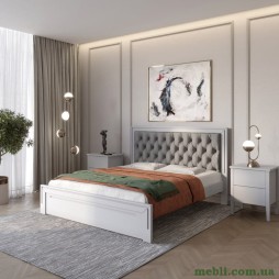 Односпальне дерев'яне ліжко Mebigrand Торонто Т3 Світло-сірий (RAL7040)/Аляска 93 (сірий) 80х190