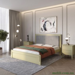 Односпальне дерев'яне ліжко Mebigrand Торонто Т4 Оливковий (RAL1020)/Аляска 93 (сірий) 90х200