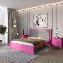 Односпальне дерев'яне ліжко Mebigrand Торонто Т5 Рожевий (S2060R30B)/Аляска 93 (сірий) 90х200