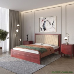 Односпальне дерев'яне ліжко Mebigrand Торонто Т6 Махонь/Аляска 23 (бежевий) 90х190