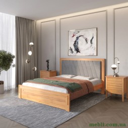 Односпальне дерев'яне ліжко Mebigrand Торонто Т6 Вільха/Аляска 93 (сірий) 90х190