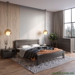 Односпальне дерев'яне ліжко Mebigrand Тоскана Графітовий (RAL9011) 70х200