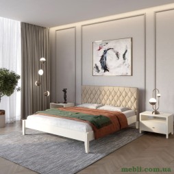 Односпальне дерев'яне ліжко Mebigrand Венеція ДК Айворі (S0505Y30R)/Аляска 23 (Бежевий) 80х190