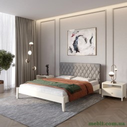 Односпальне дерев'яне ліжко Mebigrand Венеція ДК Айворі (S0505Y30R)/Аляска 93 (Сірий) 90х200