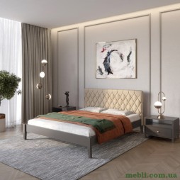 Односпальне дерев'яне ліжко Mebigrand Венеція ДК Графітовий (RAL9011)/Аляска 23 (Бежевий) 70х190