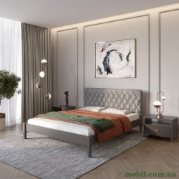 Односпальне дерев'яне ліжко Mebigrand Венеція ДК Графітовий (RAL9011)/Аляска 93 (Сірий) 90х190