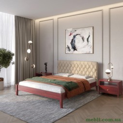 Односпальне дерев'яне ліжко Mebigrand Венеція ДК Махонь/Аляска 23 (Бежевий) 70х190