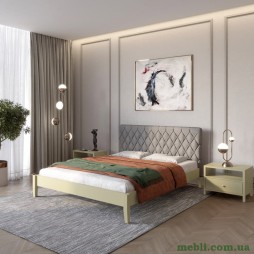 Односпальне дерев'яне ліжко Mebigrand Венеція ДК Оливковий (RAL1020)/Аляска 93 (Сірий) 80х200