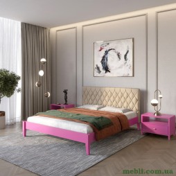 Односпальне дерев'яне ліжко Mebigrand Венеція ДК Рожевий (S2060R30B)/Аляска 23 (Бежевий) 70х190