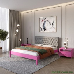 Односпальне дерев'яне ліжко Mebigrand Венеція ДК Рожевий (S2060R30B)/Аляска 93 (Сірий) 80х190