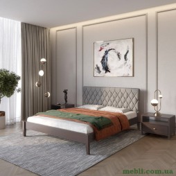 Односпальне дерев'яне ліжко Mebigrand Венеція ДК Венге/Аляска 93 (Сірий) 90х200