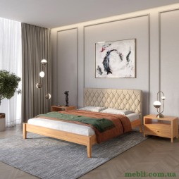 Односпальне дерев'яне ліжко Mebigrand Венеція ДК Вільха/Аляска 23 (Бежевий) 80х200