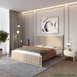 Односпальне дерев'яне ліжко Mebigrand Відень Айворі (S0505Y30R)/Аляска 23 (Бежевий) 90х190