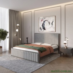 Односпальне дерев'яне ліжко Mebigrand Відень Графітовий (RAL9011)/Аляска 93 (Сірий) 80х200