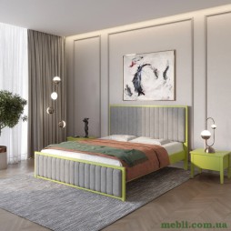 Односпальне дерев'яне ліжко Mebigrand Відень Лайм (S3050G70Y)/Аляска 93 (Сірий) 80х190