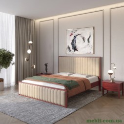 Односпальне дерев'яне ліжко Mebigrand Відень Махонь/Аляска 23 (Бежевий) 90х200