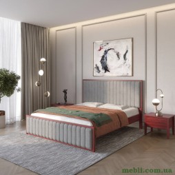 Односпальне дерев'яне ліжко Mebigrand Відень Махонь/Аляска 93 (Сірий) 80х190