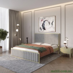Односпальне дерев'яне ліжко Mebigrand Відень Оливковий (RAL1020)/Аляска 93 (Сірий) 90х200