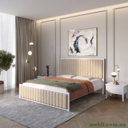 Односпальне дерев'яне ліжко Mebigrand Відень Сіро-блакитний (S2010R80B)/Аляска 23 (Бежевий) 90х200
