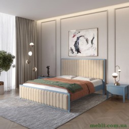 Односпальне дерев'яне ліжко Mebigrand Відень Сіро-синій (S7010R90B)/Аляска 23 (Бежевий) 90х190