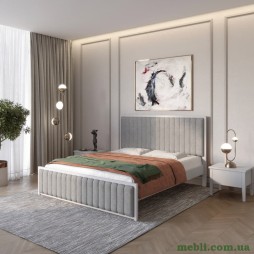 Односпальне дерев'яне ліжко Mebigrand Відень Світло-сірий (RAL7040)/Аляска 93 (Сірий) 80х190