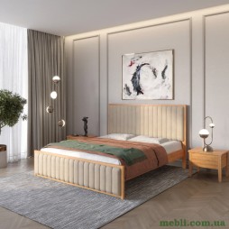 Односпальне дерев'яне ліжко Mebigrand Відень Вільха/Аляска 23 (Бежевий) 80х190