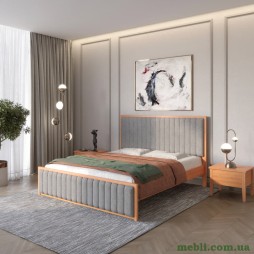 Односпальне дерев'яне ліжко Mebigrand Відень Яблуня/Аляска 93 (Сірий) 80х190