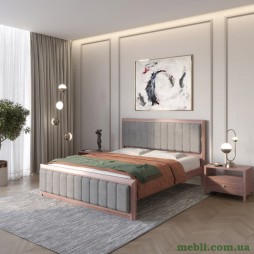 Полуторне дерев'яне ліжко Mebigrand Барселона Б1 Горіх лісовий/Аляска 93 (Сірий) 120х190