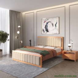 Полуторне дерев'яне ліжко Mebigrand Барселона Б1 Яблуня/Аляска 23 (Бежевий) 120х200