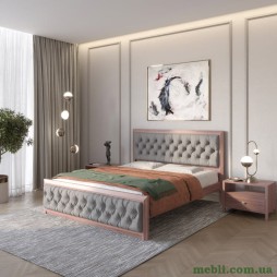 Полуторне дерев'яне ліжко Mebigrand Барселона Б3 Горіх лісний/Аляска 93 (Сірий) 120х200