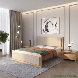 Полуторне дерев'яне ліжко Mebigrand Барселона Б4 Горіх світлий/Аляска 23 (Бежевий) 120х200