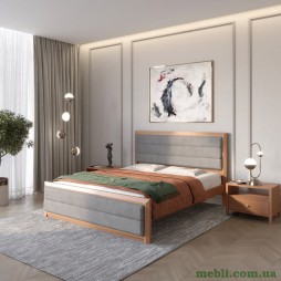 Полуторне дерев'яне ліжко Mebigrand Барселона Б5 Коричневий (RAL8025)/Аляска 93 (Сірий) 120х200