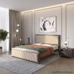 Полуторне дерев'яне ліжко Mebigrand Барселона Б6 Графітовий (RAL9011)/Аляска 23 (Бежевий) 120х200