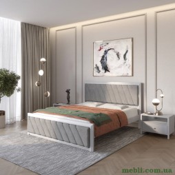 Полуторне дерев'яне ліжко Mebigrand Барселона Б6 Світло-сірий (RAL-7040)/Аляска 93 (Сірий) 120х190