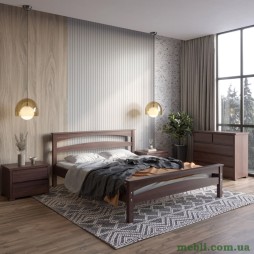 Полуторне дерев'яне ліжко Mebigrand Чикаго Сіті Горіх темний 120х200