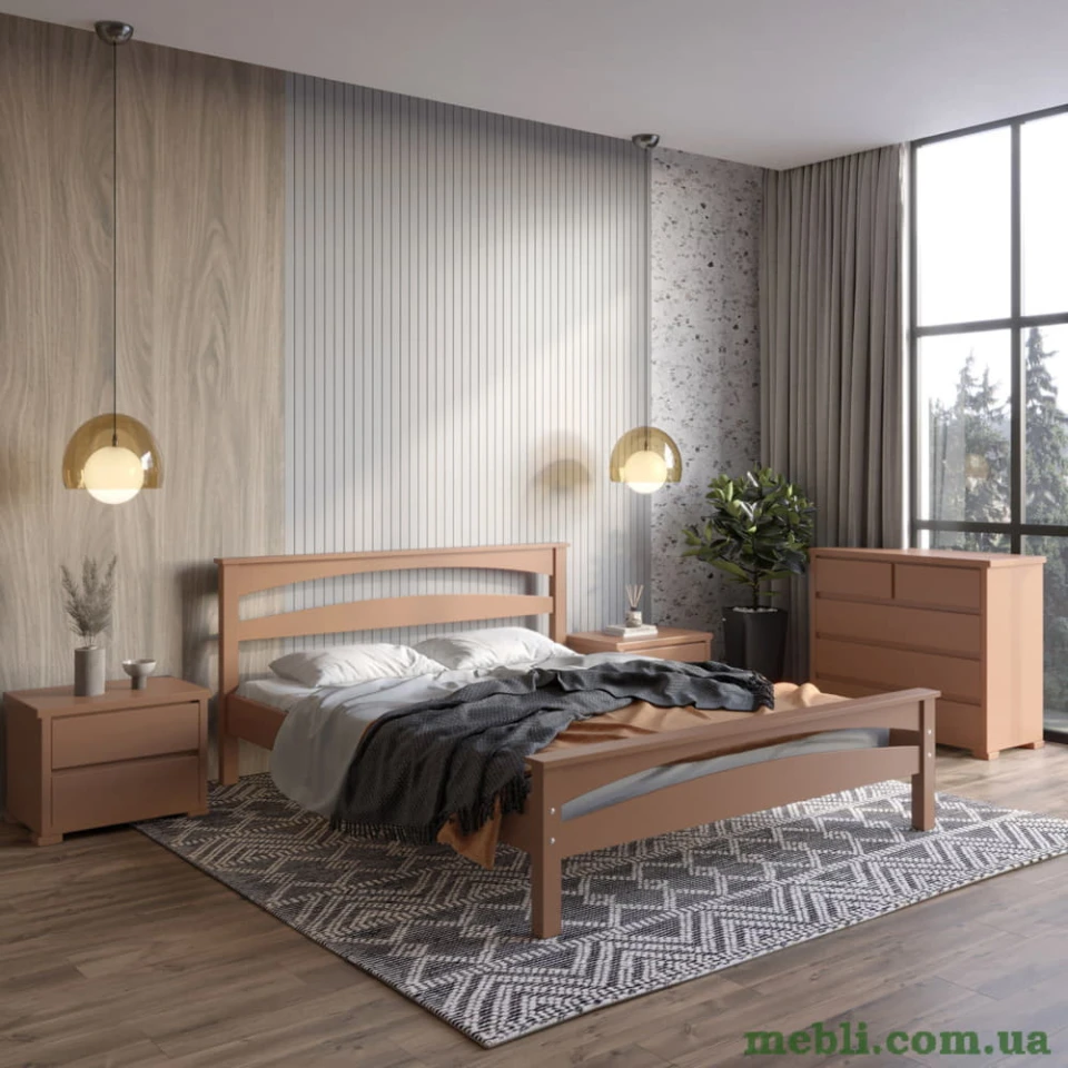 Полуторне дерев'яне ліжко Mebigrand Чикаго Сіті Коричневий (RAL8025) 120х190
