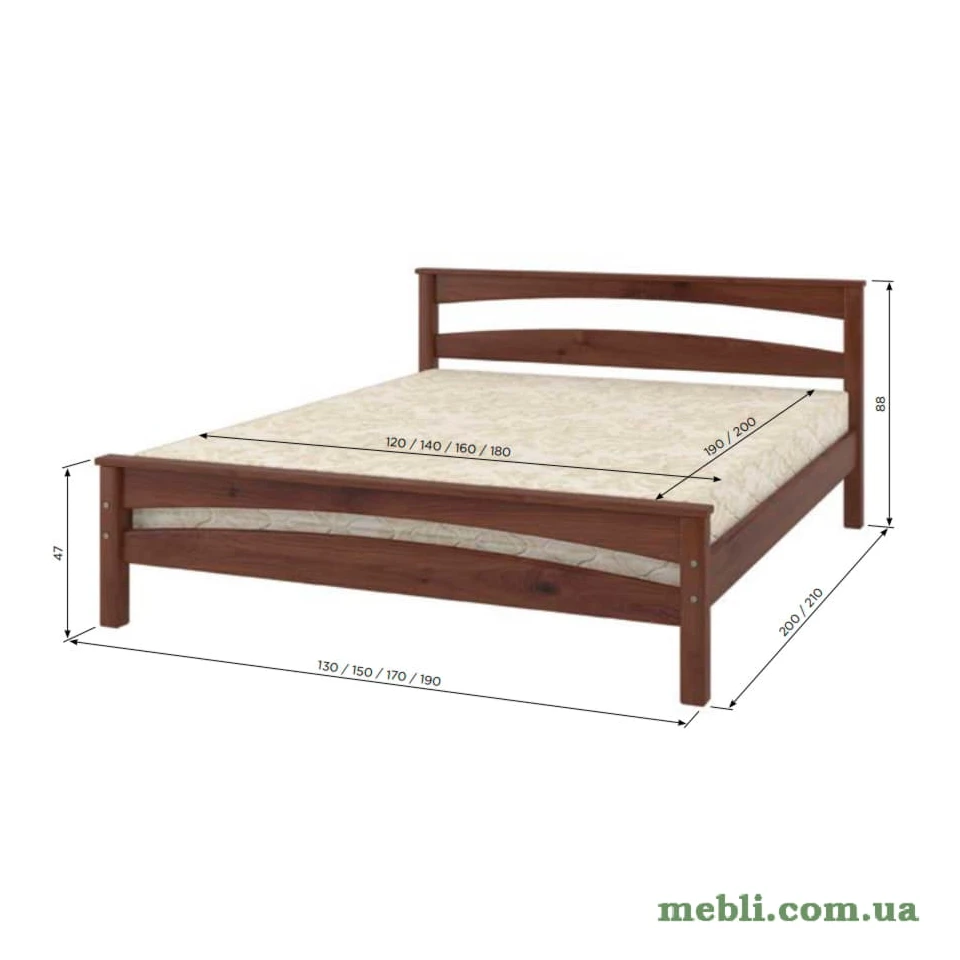 Полуторне дерев'яне ліжко Mebigrand Чикаго Сіті Коричневий (RAL8025) 120х200