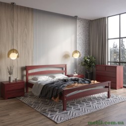 Полуторне дерев'яне ліжко Mebigrand Чикаго Сіті Махонь 120х200