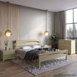 Полуторне дерев'яне ліжко Mebigrand Чикаго Сіті Оливковий (RAL1020) 120х190