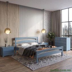 Полуторне дерев'яне ліжко Mebigrand Чикаго Сіті Сіро-синій (S7010R90B) 120х190