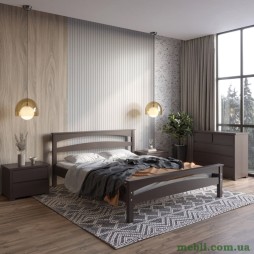 Полуторне дерев'яне ліжко Mebigrand Чикаго Сіті Венге 120х190