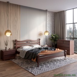 Полуторне дерев'яне ліжко Mebigrand Даллас Горіх темний 120х200