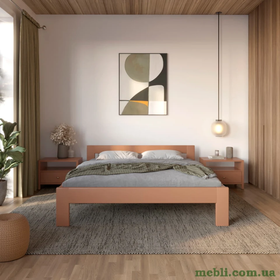 Полуторне дерев'яне ліжко Mebigrand Делі Коричневий (RAL8025) 120х190