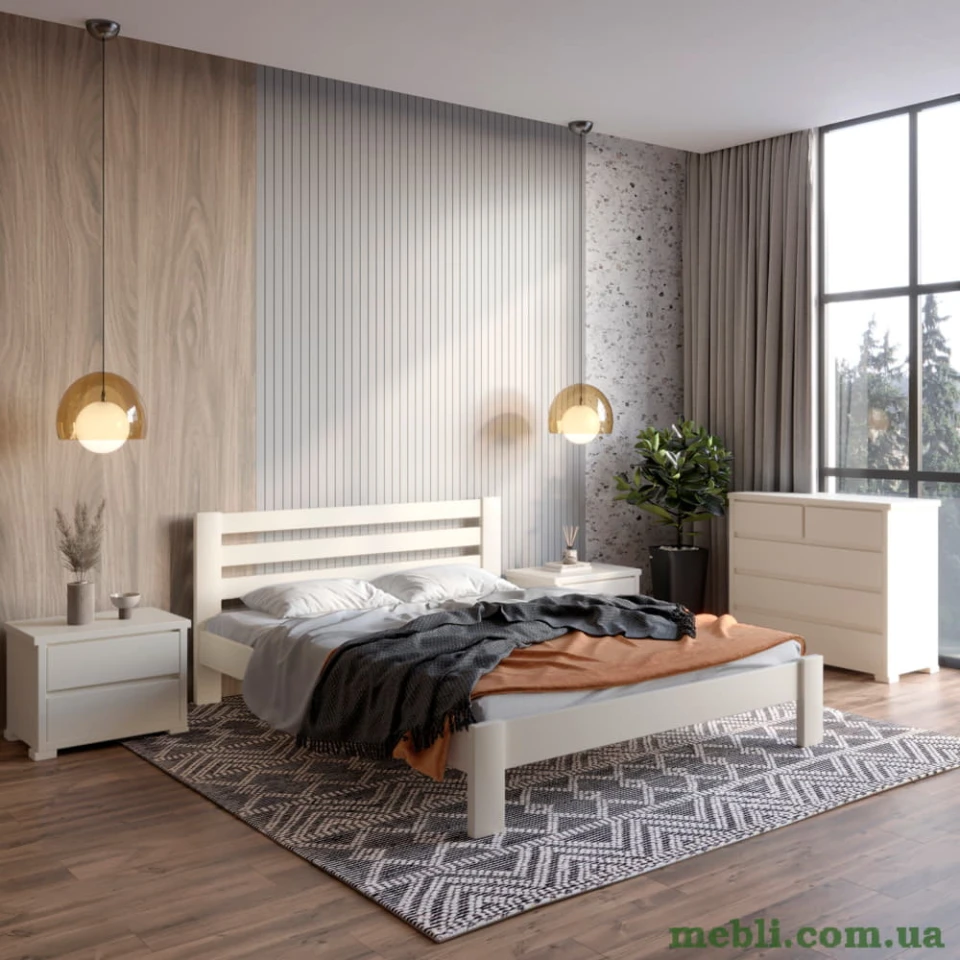Полуторне дерев'яне ліжко Mebigrand Колумбія Айворі (S0505Y30R) 120х200