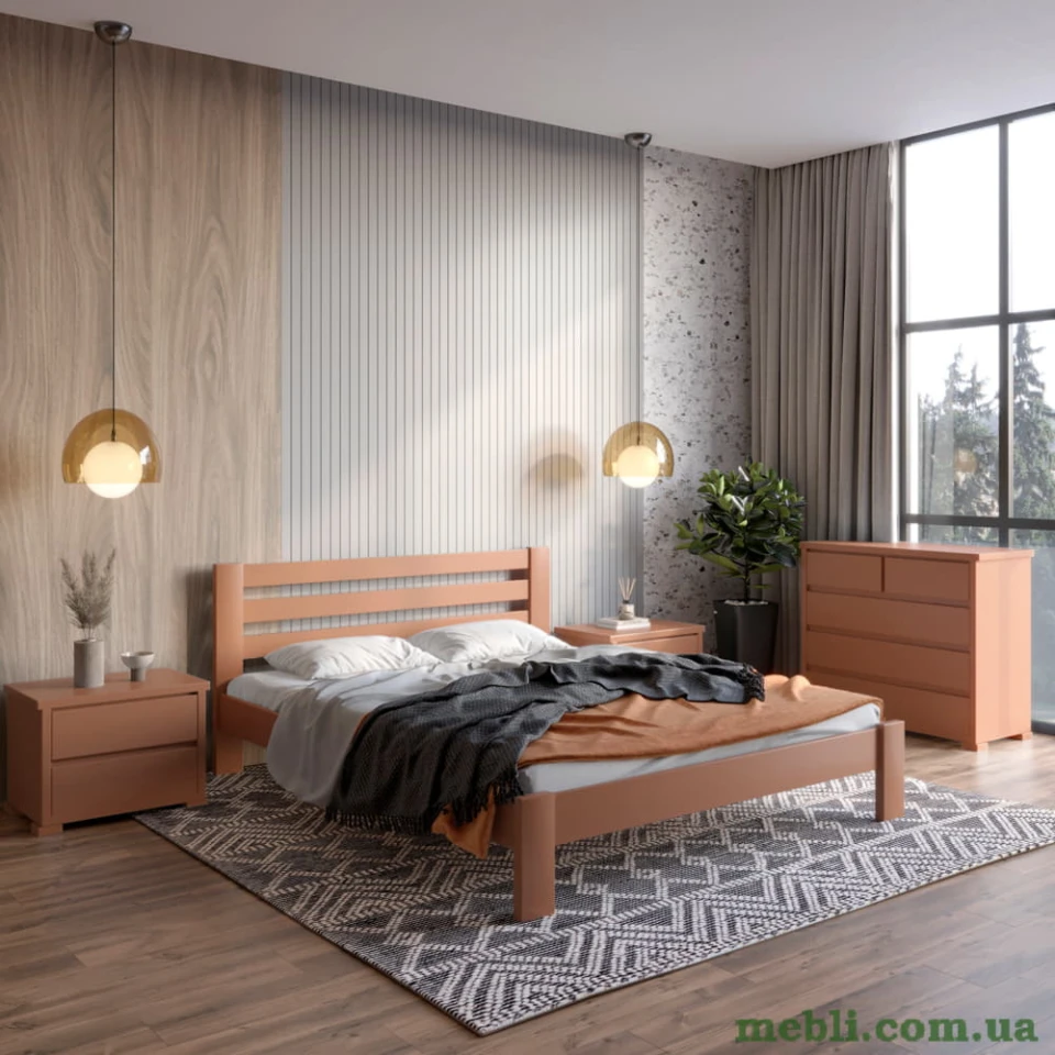 Полуторне дерев'яне ліжко Mebigrand Колумбія Коричневий (RAL8025) 120х200